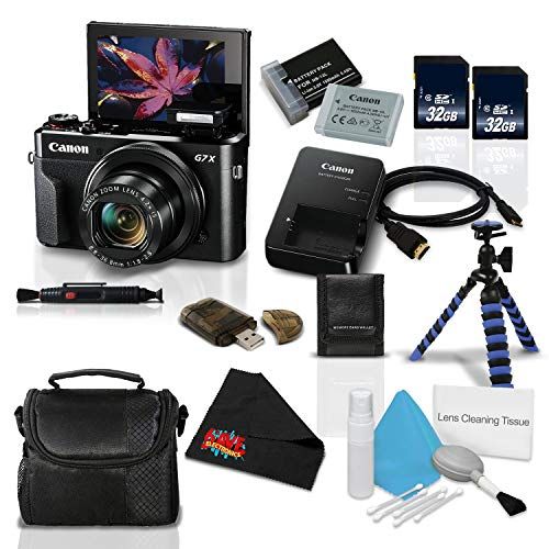 캐논 Canon PowerShot G7 X Mark II w/Accessories Bundle- Digital Camera w/1 Inch CMOS Sensor Tilt LCD Screen Touchscreen Accessory Kit (1066C001) - International Version