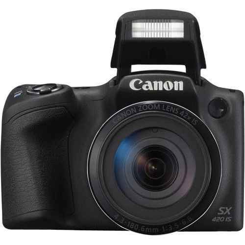 캐논 Canon PowerShot SX420 is 20MP 42X Optical Zoom Digital Camera Video Creator Kit (Black)+ 32GB High Speed Memory Card + Steady Grip + LED Video Light + Extra Battery + Professional