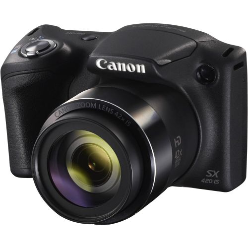캐논 Canon PowerShot SX420 is Digital Camera (Black) 1068C001 International Model + NB-11L Lithium Ion Battery + 32GB Memory Card - Bundle