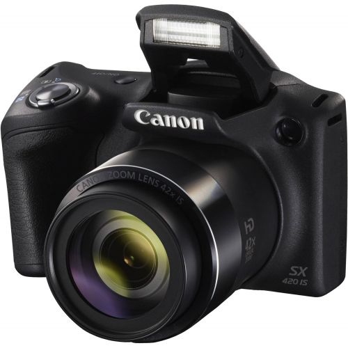 캐논 Canon PowerShot SX420 is Digital Camera (Black) 1068C001 International Model + NB-11L Lithium Ion Battery + 32GB Memory Card - Bundle