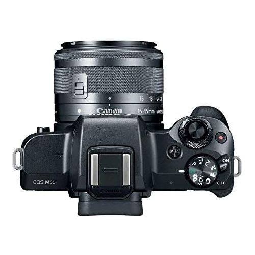 캐논 Canon EOS M50 Mirrorless Camera Kit w/EF-M15-45mm (Black) USA Model (Kit Box)