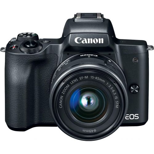 캐논 Canon EOS M50 Mirrorless Camera Kit w/EF-M15-45mm (Black) USA Model (Kit Box)