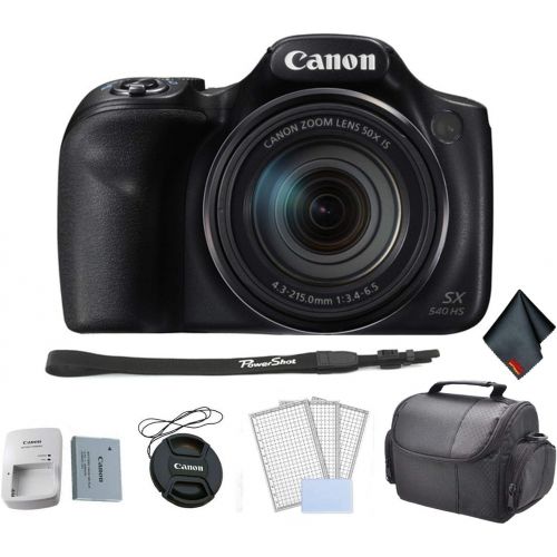 캐논 Canon PowerShot SX540 HS Digital Point and Shoot Camera Bundle with Carrying Case + LCD Screen Protectors and More - International Version