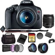 Canon EOS Rebel T7 DSLR Camera with 18-55mm Lens Bundle with 32GB Memory Card + 3pc Filter Kit + Angle Lens + Telephoto Lens and More