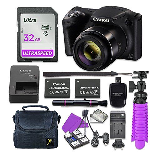 캐논 Canon PowerShot SX420 is Digital Camera (Black) with 32GB SD Memory Card + Accessory Bundle