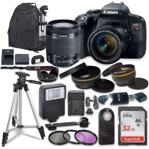 캐논 Canon EOS Rebel T7I DSLR Camera W/EF-S 18-55mm is STM Lens + 32GB, Backpack and Accessory Bundle