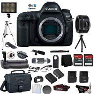 Canon EOS 5D Mark IV Full Frame Digital SLR Camera Body - Bundle with Canon EF 50 F 1.8 STM Lens Battery Grip + Microphone + Screen Protectors + More (International Version)
