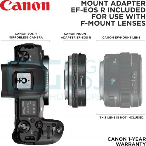 캐논 Canon EOS R Mirrorless Digital Camera Body + Canon Control Ring Mount Adapter EF-EOS R with Altura Photo Complete Accessory and Travel Bundle