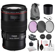 Canon EF 100mm f/2.8L Macro is USM Lens (3554B002) Bundle with Professional Bundle Package Kit for Canon EOS Includes: 3PC Filter Kit, Pro Camera Hand Strap + More