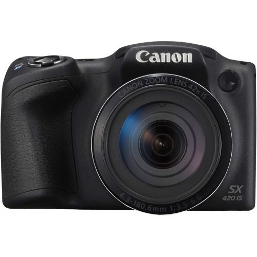 캐논 Canon PowerShot SX420 is Digital Camera (Black) 1068C001 International Model + 8GB Memory Card + Carrying Case - Bundle