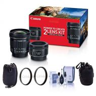Canon Portrait & Travel 2 Lens Kit - EF 50mm f/1.8 STM Lens & EF-S 10-18mm f/4.5-5.6 is STM Lens - Bundle with 49mm/67mm Uv Filters, Small Lens Pouch, Medium Lens Pouch, Cleaning K