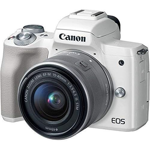 캐논 Canon EOS M50 Wi-Fi Digital ILC Camera & EF-M 15-45mm is STM Lens (White)