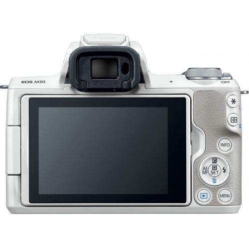 캐논 Canon EOS M50 Wi-Fi Digital ILC Camera & EF-M 15-45mm is STM Lens (White)
