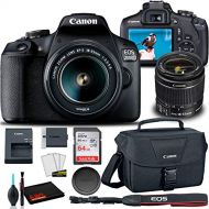 Canon EOS 2000D DSLR Camera with 18-55mm Lens + Canon EOS Bag + Sandisk Ultra 64GB Card + Cleaning Set and More (International Model)