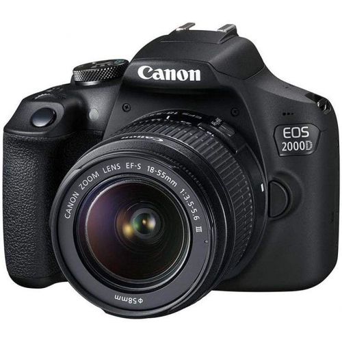 캐논 Canon EOS 2000D DSLR Camera with 18-55mm Lens + Canon EOS Bag + Sandisk Ultra 64GB Card + Cleaning Set and More (International Model)
