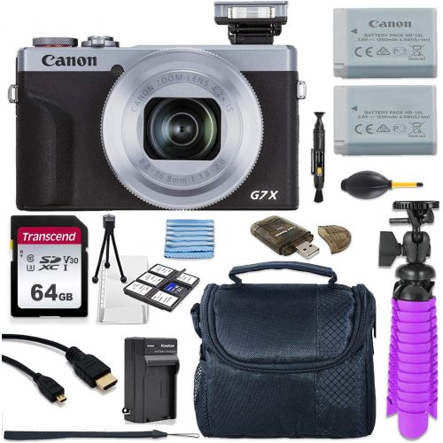 캐논 Canon PowerShot G7 X Mark III 20.2MP 4.2X Optical Zoom Digital Camera (Silver) with 4k Video + 64GB Memory Card + Deluxe Camera Case + HDMI Cable + Spider Tripod + Premium Accessor