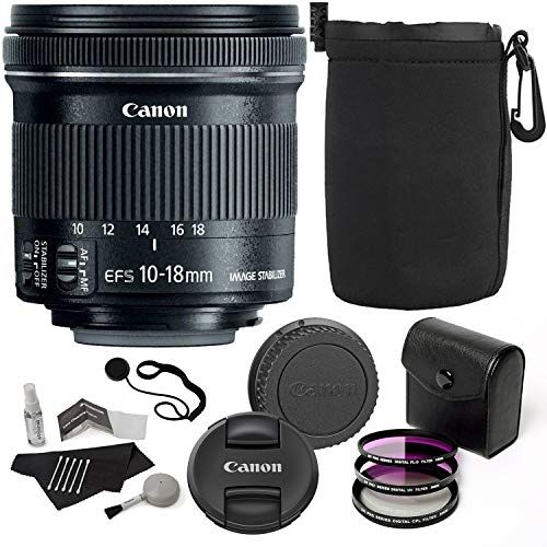 캐논 Canon EF-S 10-18mm f/4.5-5.6 is STM Lens + Ritz Gear 67mm 3 Piece Filter + Vivitar Protective Pouch + 5 Piece Camera Cleaning Kit + Polaroid Cap Strap