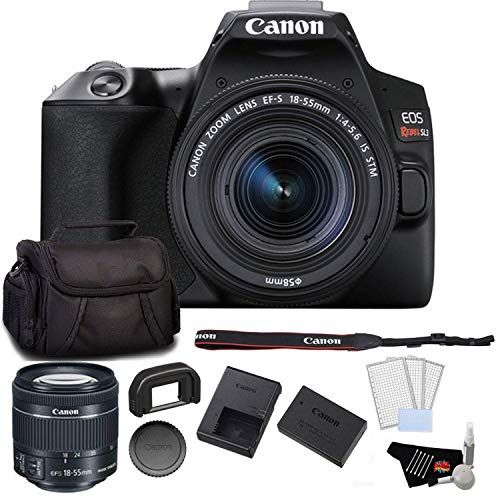 캐논 Canon EOS Rebel SL3 DSLR Camera with 18-55mm Lens (Black) Bundle with LCD Screen Protectors + Carrying Case and More