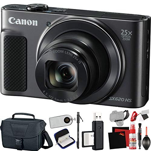 캐논 Canon PowerShot SX620 HS Digital Camera (Black) (International Model) with Extra Accessory Bundle