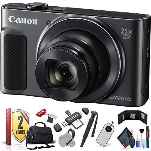 캐논 Canon PowerShot SX620 HS Digital Camera (Black) (International Model) with Extra Accessory Bundle