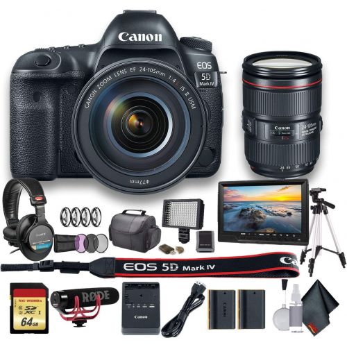 캐논 Canon EOS 5D Mark IV DSLR Camera with 24-105mm f/4L II Lens (1483C010) - Starter Bundle