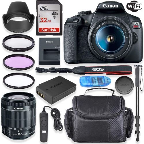 캐논 Canon EOS Rebel T7 DSLR Camera with Canon EF-S 18-55mm is II Lens + 32GB SanDisk Memory Card with Photo Camera Bag and Accessory Bundle