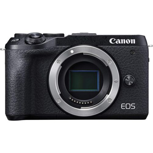 캐논 Canon EOS M6 Mark II Mirrorless Digital Camera (Black) Body Only Kit with Auto (EF/EF-S to EF-M) Mount Adapter + 32GB Sandisk Memory + 100EG Padded Case and More.
