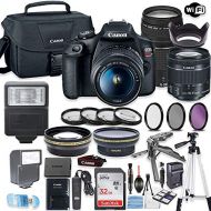 Canon EOS Rebel T7 Camera w/Canon EF-S 18-55mm is II Lens & 75-300mm f/4-5.6 III Lens + 32GB Sandisk Memory + Canon Case + High Speed Slave Flash + Accessory Bundle