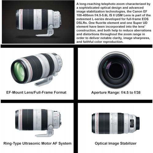 캐논 Canon EF 100-400mm f/4.5-5.6L is II USM Lens (9524B002) with Professional Bundle Package Kit for Canon EOS Includes: DSLR Sling Backpack, 9PC Filter Kit, Sandisk 64GB Extreme SD Ca