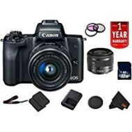 Canon EOS M50 Mirrorless Digital Camera International Model w/ 15-45 is STM Lens (Black) Bundle