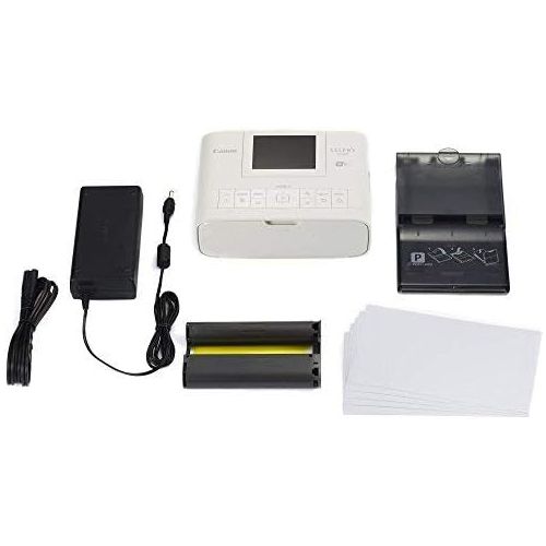 캐논 Canon SELPHY CP1300 Compact Photo Printer (White) with WiFi and Accessory Bundle w/Canon Color Ink and Paper Set