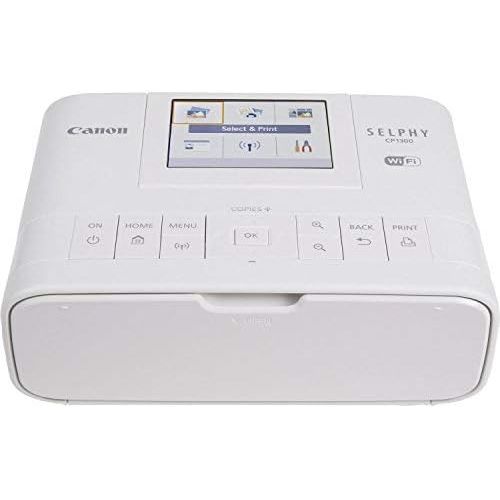 캐논 Canon SELPHY CP1300 Compact Photo Printer (White) with WiFi and Accessory Bundle w/Canon Color Ink and Paper Set