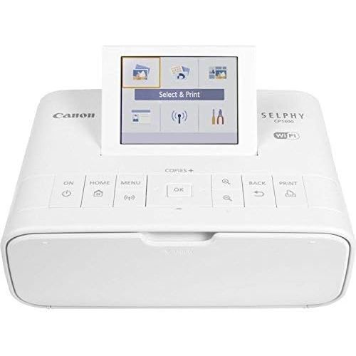 캐논 Canon SELPHY CP1300 Compact Photo Printer (White) with WiFi and Accessory Bundle w/Canon Color Ink and Paper Set