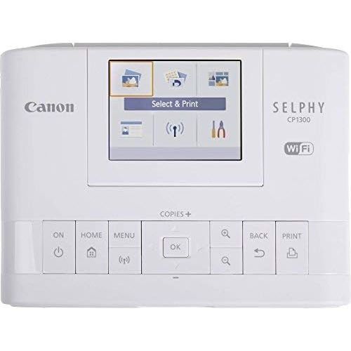 캐논 Canon SELPHY CP1300 Compact Photo Printer (White) with WiFi and Accessory Bundle w/Canon Color Ink and Paper Set