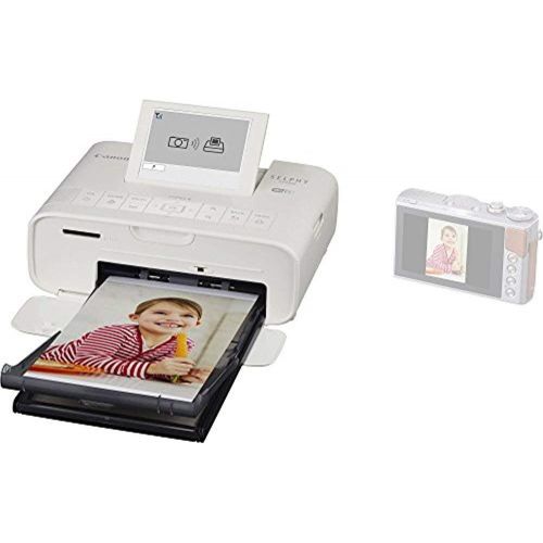 캐논 Canon SELPHY CP1300 Compact Photo Printer (White) with WiFi and Accessory Bundle w/Canon Color Ink and Paper Set