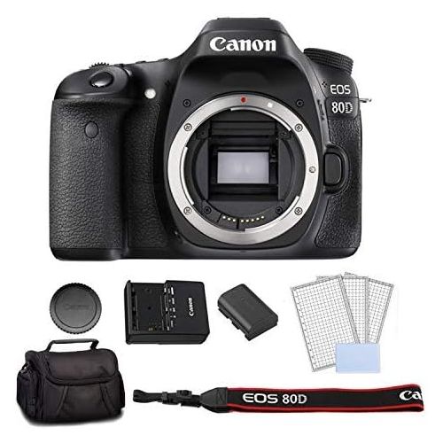 캐논 Canon EOS 80D DSLR Camera (Body Only) Bundle Kit with Carrying Bag + LCD Screen Protectors - International Model