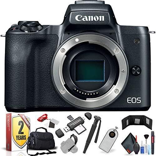 캐논 Canon EOS M50 Mirrorless Digital Camera (Body Only, Black) (International Model) with Extra Accessory Bundle