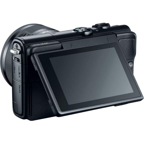 캐논 Canon EOS M100 Mirrorless Digital Camera (Black) with 15-45mm Lens + Flexible Tripod + UV Protection Filter + Professional Case + Card Reader - International Version