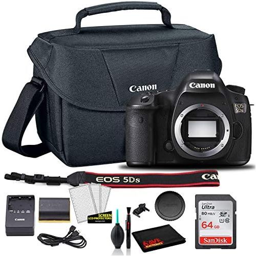 캐논 Canon EOS 5DS DSLR Camera (Body Only) (0581C002) + Canon EOS Bag + Sandisk Ultra 64GB Card + Cleaning Set and More (International Model)