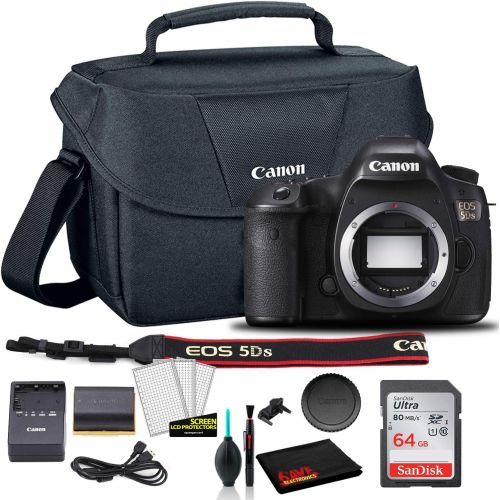 캐논 Canon EOS 5DS DSLR Camera (Body Only) (0581C002) + Canon EOS Bag + Sandisk Ultra 64GB Card + Cleaning Set and More (International Model)