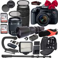 Canon EOS Rebel T7i DSLR Camera Bundle with Canon EF-S 18-55mm f/4-5.6 is STM Lens + Canon EF 75-300mm f/4-5.6 III Lens + 500mm f/8 Preset Lens + Accessory Kit