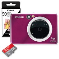 Canon Ivy CLIQ+ Instant Camera Printer (Ruby Red) + 60 Sheets Photo Paper + 32GB SD Card (USA Warranty)