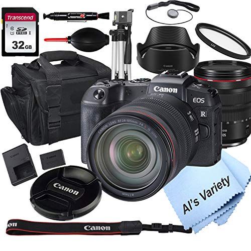 캐논 Canon EOS RP Mirrorless Digital Camera with RF 24-105mm f/4L is USM Lens+ 32GB Card, Tripod, Case, and More (18pc Bundle)