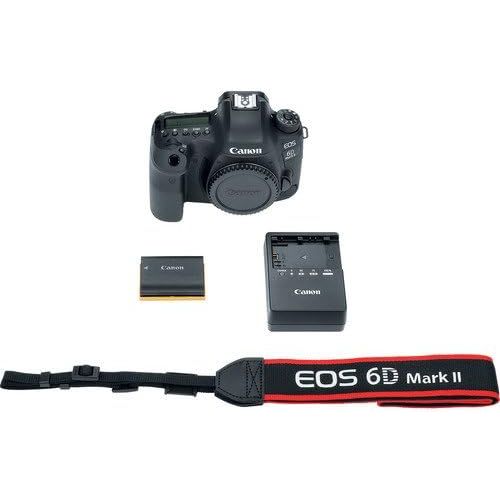 캐논 Canon EOS 6D Mark II DSLR Camera (Body Only) Bundle Includes 2X 128GB Memory, TTL Auto Flash, Backpack, Rode Microphone, Time Remote with LCD, Photo/Video Software Package & More