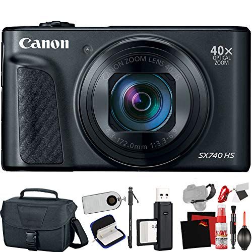 캐논 Canon PowerShot SX740 HS Digital Camera (Black) (International Model) with Extra Accessory Bundle