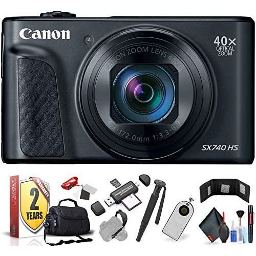 캐논 Canon PowerShot SX740 HS Digital Camera (Black) (International Model) with Extra Accessory Bundle