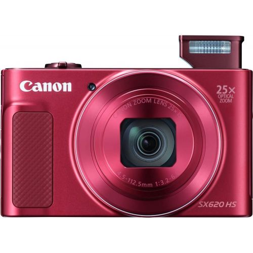 캐논 Canon Powershot SX620 Point & Shoot Digital Camera Bundle w/Tripod Hand Grip, 64GB SD Memory, Case and More (Red)