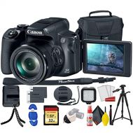 Canon PowerShot SX70 HS Digital Camera (3071C001) with 32GB Memory Card, Padded Case, Spider Tripod, LED Light, Extra Battery, Full Size Tripod,m Cleaning Kit, and More