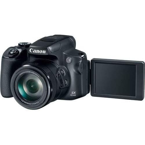 캐논 Canon PowerShot SX70 HS Digital Camera (3071C001) with 32GB Memory Card, Padded Case, Spider Tripod, LED Light, Extra Battery, Full Size Tripod,m Cleaning Kit, and More