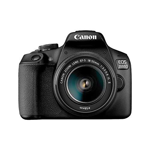 캐논 Canon EOS 2000D DSLR Camera and EF-S 18-55 mm f/3.5-5.6 IS II Lens, Black